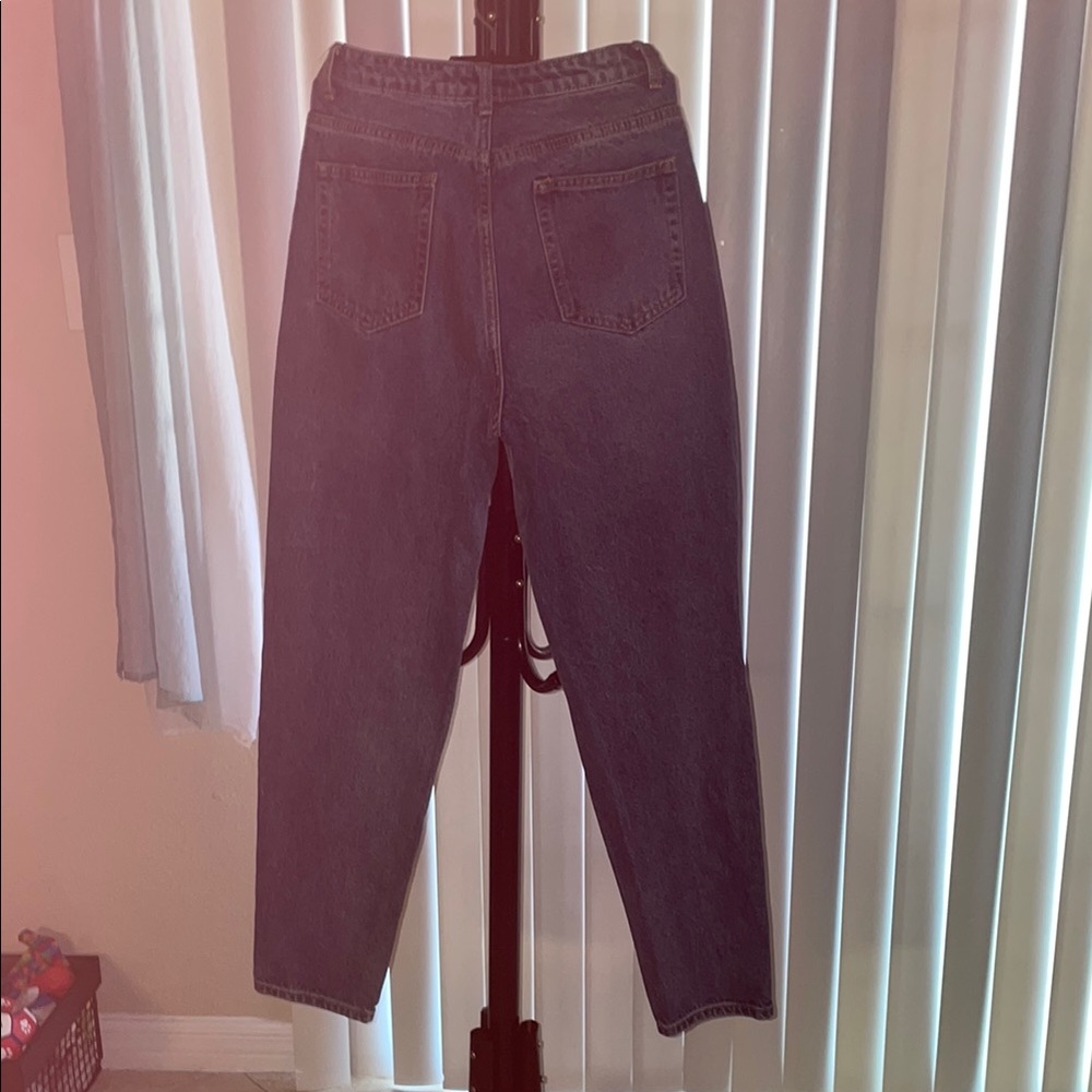 Blue Relaxed Mom Jeans with Distressed Details—women jeans